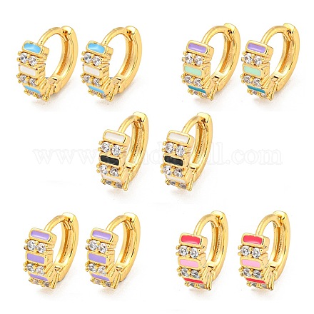 Серьги-кольца из настоящего латунированного золота 18 карат EJEW-L269-069G-1