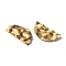 Brass Connector Charms, Double-Sided Textured Half Round Links, Raw(Unplated), 15x29x2~3mm, Hole: 1.5mm