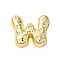 Rack Plating Brass Micro Pave Clear Cubic Zirconia Perdants, Cadmium Free & Lead Free, Long-Lasting Plated, Real 18K Gold Plated, Letter W, 18.5x23x6mm, Hole: 4x2.5mm