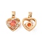 Real 18K Gold Plated Brass Micro Pave Cubic Zirconia Pendants, Cadmium Free & Nickel Free & Lead Free, Heart Charms, Coral, 12.5x12x5mm, Hole: 5x3mm