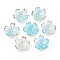 Acrylic Bead Caps, 5-Petal Flower, Cyan, 17.5x18x5mm, Hole: 1.2mm, 1162pcs/500g