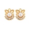 Brass Micro Pave Cubic Zirconia Pendants, with ABS Plastic Pearl, Bowknot with Eye, Real 18K Gold Plated, 15.5x12.5x6.5mm, Hole: 2mm