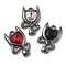 Rack Plating Alloy Rhinestone Pendants, Lead Free & Cadmium Free & Nickel Free, Devil Charms, Heart, Gunmetal, 21.5x13.5x5mm, Hole: 1.8mm