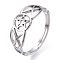 Non-Tarnish 304 Stainless Steel Hollow Out Pentagram Adjustable Ring for Women, Stainless Steel Color, US Size 6 1/2(16.9mm)