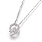 Brass Micro Pave Clear Cubic Zirconia Pendant Necklaces, with 304 Stainless Steel Cable Chains, Ring, Stainless Steel Color, 17.7 inch(45cm), 0.4mm