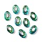Electroplate Glass Linking Rings, Crystal Cosmic Ring, Prism Ring, Faceted, Back Plated, Oval, Green, 20x13x4~5mm, Inner Diameter: 10x5.3mm