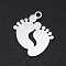 Jewelry Non-Tarnish 201 Stainless Steel Laser Cut Pendants, Baby Feet, Stainless Steel Color, 18x16x1mm, Hole: 1.5mm