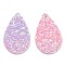 PU Leather Pendants, with Sequins, teardrop, Colorful, 39x25x2mm, Hole: 1.5mm