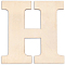 Unfinished Wood Shape, Letter H, BurlyWood, 4pcs/bag