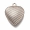 Non-Tarnish 304 Stainless Steel Pendants, Heart with Stripe Pattern, Stainless Steel Color, 21.5x18x6mm, Hole: 1.4mm