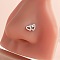 Heart Brass Micro Pave Clear Cubic Zirconia L-Shaped Nose Rings, Platinum, Bar Length: 9/32
