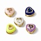 Rack Plating Brass Cubic Zirconia Beads, with Enamel, Real 18K Gold Plated, Long-Lasting Plated, Cadmium Free & Nickel Free & Lead Free, Heart, Mixed Color, 8x8.5x4.5mm, Hole: 1.4mm & 5x1.2mm