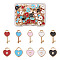 Alloy Enamel Pendants, Heart Key & Heart Lock, Light Gold, Mixed Color, 100pcs/box