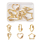 6Pcs 6 Styles Brass Micro Pave Clear Cubic Zirconia Keychain Clasps, Screw Carabiner Lock Clasps, Nickel Free, Cross/Star/Heart/Lightning Bolt/Oval/Hamsa Hand, Golden, 19~28x15~27.5x2~5.5mm, 1pc/style