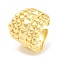 Rack Plating Brass Pyramid Open Cuff Rings, Long-Lasting Plated, Lead Free & Cadmium Free, Real 18K Gold Plated, Inner Diameter: 17mm