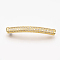 Brass Micro Pave Cubic Zirconia Tube Beads, Cadmium Free & Lead Free, Hollow, Clear, Golden, 39x5mm, Hole: 2.5mm