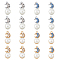 40Pcs 4 Colors Alloy Rhinestone Pendants, with ABS Imitation Pearl Beads, Crescent Moon, Platinum & Golden, 19x8x8.5mm, Hole: 1.4mm, 10Pcs/color