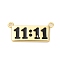 Brass Enamel Pendants, Rectangle with 11:11, Rack Plating, Long-Lasting Plated, Cadmium Free & Lead Free, Real 18K Gold Plated, Black, 11x24.5x2mm, Hole: 1.6mm