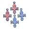 Alloy Pendants, Cadmium Free & Lead Free, Cross with Bird, Rainbow Color, 47x30x2mm, Hole: 4mm