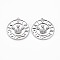 Brass Micro Pave Clear Cubic Zirconia Pendants, Nickel Free, Flat Round with Crown, Real Platinum Plated, 25x23x2.5mm, Hole: 1.2mm