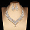 Alloy Rhinestone & Round Imitation Pearl Jewelry Sets, Include Stud Earrings & Bib Necklaces, Crystal, 480mm