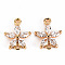 Brass Clear Cubic Zirconia Links Connectors, Cadmium Free & Nickel Free & Lead Free, FLower, Real 18K Gold Plated, 11.5x10x3mm, Hole: 1mm