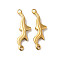 Manual Polishing 304 Stainless Steel Connector Charms, Irregular Shape Links, Real 18K Gold Plated, 23x7.5x2.5mm, Hole: 1.4mm