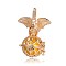 Golden Plated Brass Hollow Round Cage Pendants, with No Hole Spray Painted Brass Beads, Gold, 38x31x20mm, Hole: 3x8mm