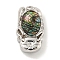 Brass Micro Pave Cubic Zirconia with Resin Beads, Cadmium Free & Nickel Free & Lead Free, Fish, Platinum, 17x10x6mm, Hole: 1.6mm