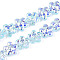 Transparency Electroplate Glass Beads Strands, Flower, AB Color Plated, Half Plated, Light Blue, 12~12.3x12.5x7mm, Hole: 1mm, about 55pcs/strand, 24.80''(63cm)