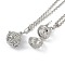 Brass with Rhinestone Pendant Necklaces, Iron Rolo Chains, Round, Platinum, 32.09 inch(815mm) long, pendant: 29x24mm, 17mm inner diameter