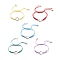 304 Stainless Steel Connector Bracelets, Adjustable Koran Waxed Polyester Cord Braided Beaded Bracelets, with Glass Cabochons, for Photo Bracelets Making, Platinum & Golden, 0.2~0.4cm, Inner Diameter: 3/4~3-1/2 inch(1.9~8.9cm), Flat Round Tray: 14mm