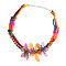 Flower Resin Braided Cotton Cord Choker Necklaces for Women, Golden, Colorful, 16.14~18.50 inch(41~47cm)