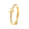 Clear Cubic Zirconia Initial Letter Adjustable Ring, Golden Brass Jewelry for Women, Cadmium Free & Lead Free, Letter.V, Inner Diameter: 18mm