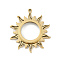 Ion Plating(IP) 304 Stainless Stee Locket Pendants, with Glass, Sun Charm, Real 18K Gold Plated, 43.5x39x5.7mm, Hole: 2.2mm