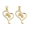 Brass Micro Pave Cubic Zirconia Pendants, Rack Plating, Snake, Lead Free & Cadmium Free, Long-Lasting Plated, Real 18K Gold Plated, 24.5x18x3.5mm, Hole: 4x3.5mm