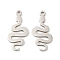 Non-Tarnish 201 Stainless Steel Pendants, Snake Charm, Stainless Steel Color, 21.5x10x1mm, Hole: 1.4mm