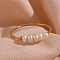 Nuggets Stainless Steel & Natural Freshwater Pearl Beads Finger Rings, Golden, Inner Diameter: 18.6~18.9mm