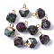 Natural Ruby in Zoisite Charms, with Top Golden Plated Iron Loops, Star Cut Round Beads, 12x10x10mm, Hole: 1.8mm