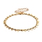 Brass Curb Chain Bracelets, with Flat Round Charms and 304 Stainless Steel Lobster Claw Clasps, Golden, 7-1/2 inch(19.1cm)