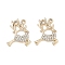 Alloy Rhinestone Pendants, Deer, Golden, 20x17x2.5mm, Hole: 2mm
