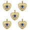 5Pcs Brass Pendants, with Resin Cabochons, Long-Lasting Plated, Heart with Evil Eye, Real 18K Gold Plated, Dodger Blue, 25x25x7mm, Hole: 5x3.5mm