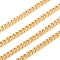 Brass Curb Chain, Cuban Link Chains, Chunky Chains, Faceted, Diamond Cut Chains, Unwelded, with Spool, for Jewelry Making, Real 18K Gold Plated, Link: 7x6x2.5mm, about 16.4 Feet(5m)/roll