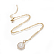 Brass Initial Pendant Necklaces, with Shell, Cubic Zirconia and 304 Stainless Steel Cable Chains, Flat Round with Letter, Letter.O, 17.5 inch(44.5cm), 1.5mm