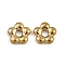 304 Stainless Steel Charms, Ion Plating(IP), Flower Charm, Real 18K Gold Plated, 13x13.5x3mm, Hole: 3.8mm