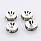 Brass Grade A Rhinestone Spacer Beads, Straight Flange, Rondelle, Silver, Black Diamond, 6mm, Hole: 1mm
