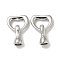 Brass Fold Over Clasps, Cadmium Free & Nickel Free & Lead Free, Heart, Platinum, 19mm, Heart: 11x13x2mm, Clasp: 12x6x5, hole: 3mm.