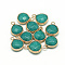 Natural White Jade Pendants, with Nickel Free Brass Findings, Faceted, Dyed, teardrop, Golden, Teal, 17.5x13.5x6.5mm, Hole: 2mm
