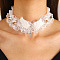 Elastic Lace Bowknot & Alloy Cross Choker Necklaces for Women, White, 17.32 inch(44cm)