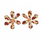 Printing PU Leather Pendants, with Double-Sided Flower Pattern, Flower, FireBrick, 45.5x40x2mm, Hole: 1mm